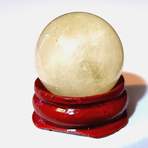 Lovely, 1.53"/38.6mm Natural Citrine Sphere. Comes With Small Shiny, Wood Stand. - Picture 1 of 6